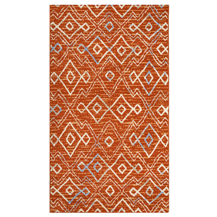 Foundry Select Mcneel Geometric Orange Area Rug Wayfair
